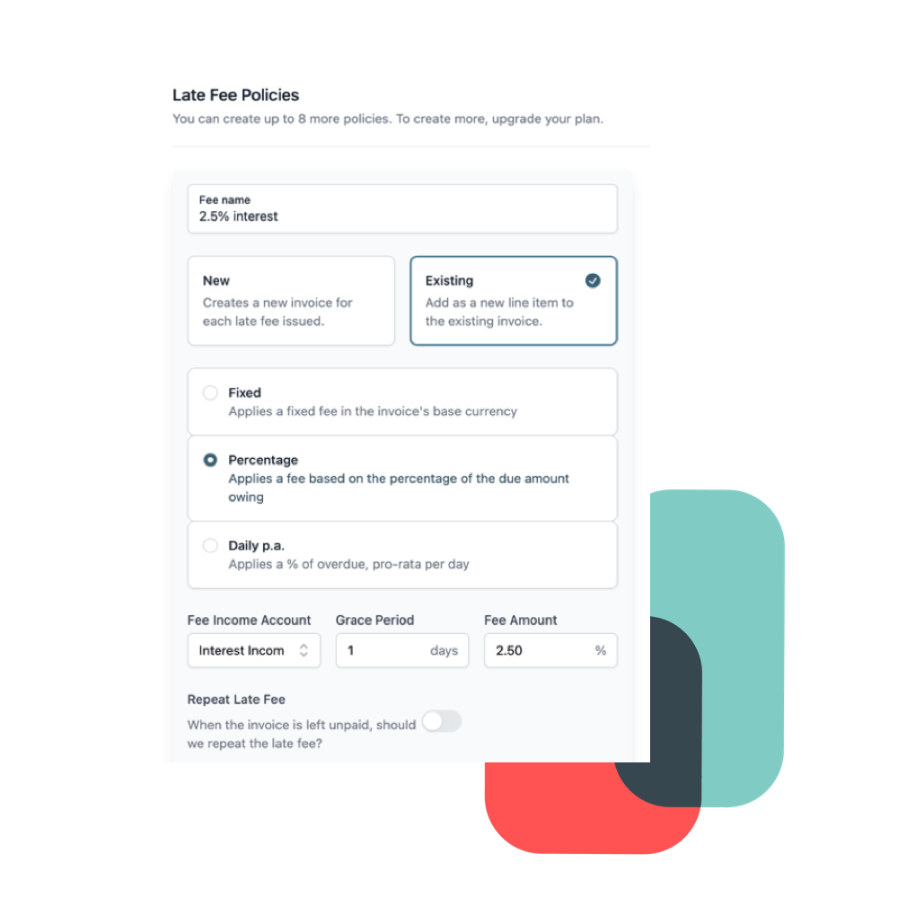 Add Late Fees to your QuickBooks or Xero invoices